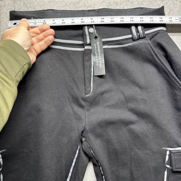 Maniere De Voir black cargo utility pants streetwear buckle strap size 12 - Picture 4 of 9